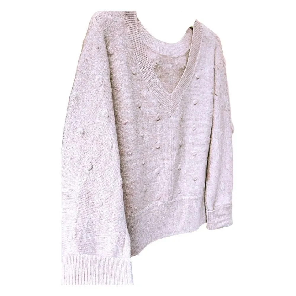NWT WILLIAM RAST Women's V- Neck Dotted Light Pink Sweater